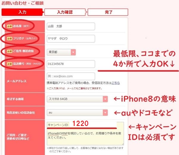 おとくケータイ.netの申込み手順