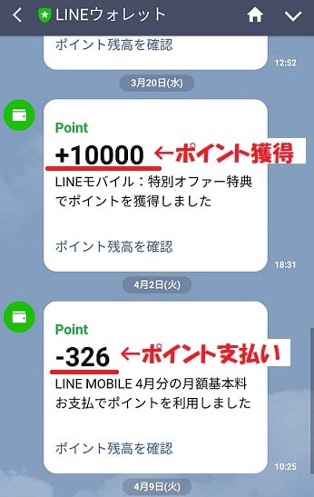 LINEモバイルのポイント獲得と支払いイメージ