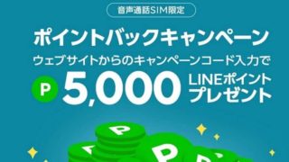 今だけLINEモバイルへMNP乗換えで5千円ポイント還元中