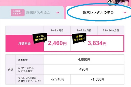 モバレコAirのレンタル契約